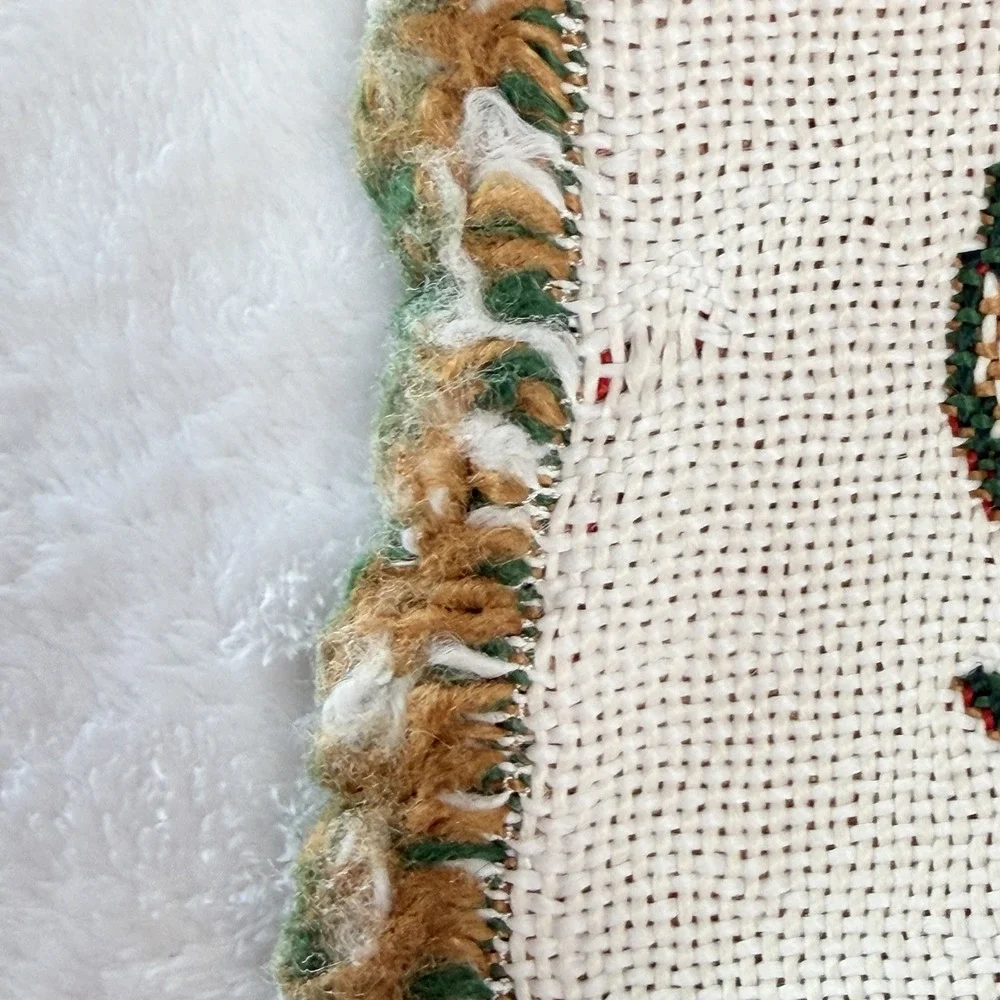 VTG Christmas Teddy Bear Train Woven Throw Blanket 49x56 Fringe Holiday Decor